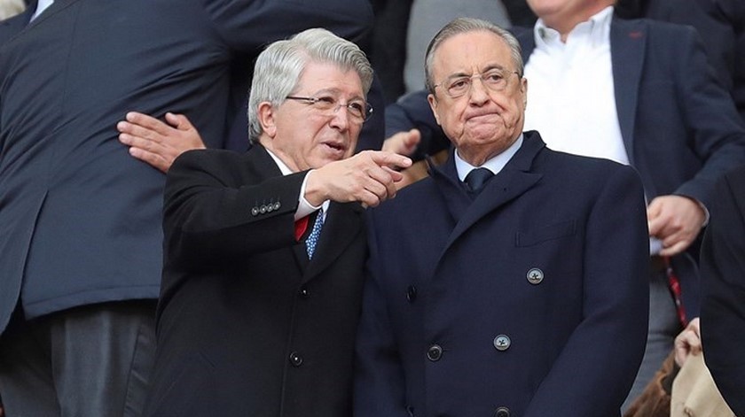 El presidente del Atlético de Madrid fue contundente cuando le preguntaron por James 1 Presidentes de Atletico de Madrid y del Real