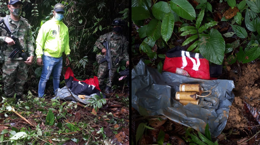 FOTOS Y VIDEOS: ¡Qué susto! Guerrilleros del ELN sembraron explosivos para un atentado en la vía Quibdó - Medellín 1 Atentado del ELN en la via Medellin Quibdo Choco