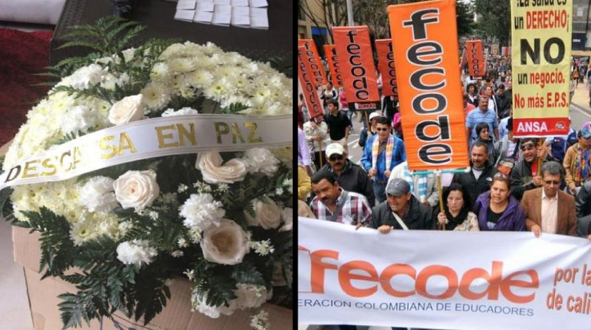 VIDEO: Directivos de Fecode habrían sido amenazados de muerte con corona fúnebre y mensaje de 'descansa en paz' 1 Amenazas de muerte contra Fecode Tolima noticias