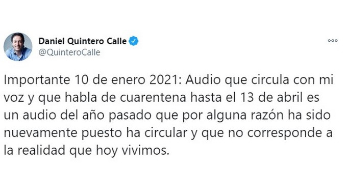 Es falso el audio que circula sobre una cuarentena hasta abril en Medellín