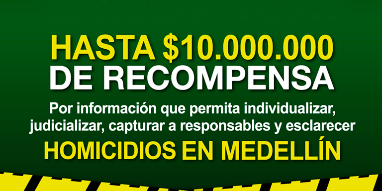 "Todas las vidas son iguales", premisa en Medellín en la estrategia de recompensas 3 Recompensa 1