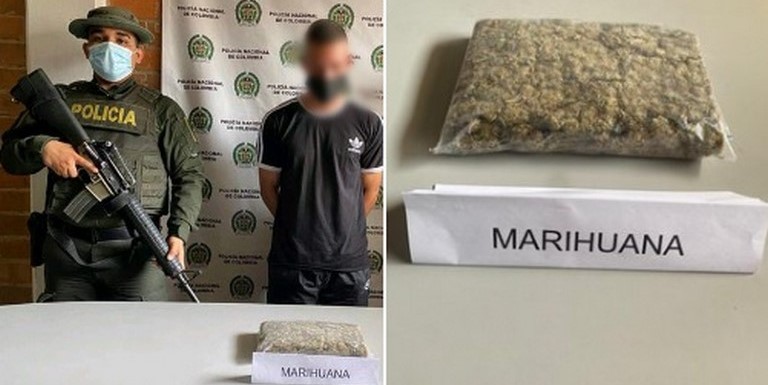 ¡La llevaba bien ’empacadita! Cogieron a este sujeto con una bolsa llena de marihuana en San Carlos, Antioquia