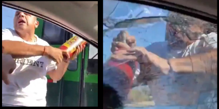 VIDEO: ¡Muy ‘violento’! ‘Busero’ agredió con extintor a hombre que le pidió no tirar basura a la calle