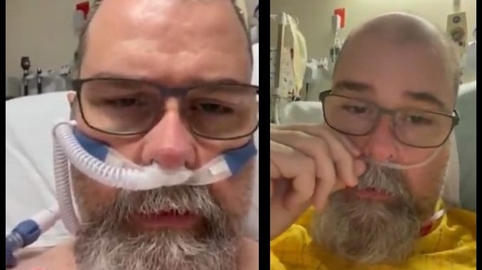 VIDEOS. “Admito que estaba equivocado”: hombre que no creía en el covid pide desde el hospital usar tapabocas