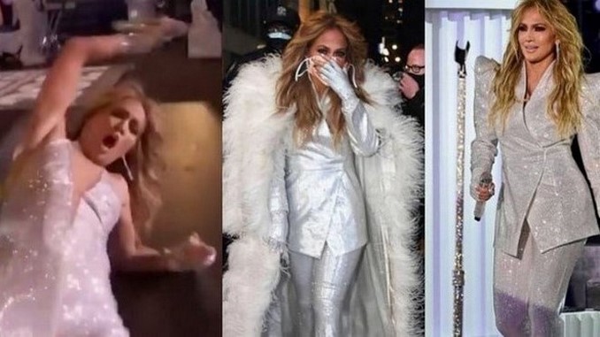 VIDEO: Jennifer López terminó estampándose con una de las cámaras en su presentación de Año Nuevo