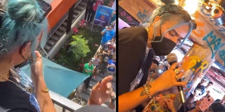 Video. ¡Paralizó a la Comuna 13!, Karol G visitó varios sectores de San Javier