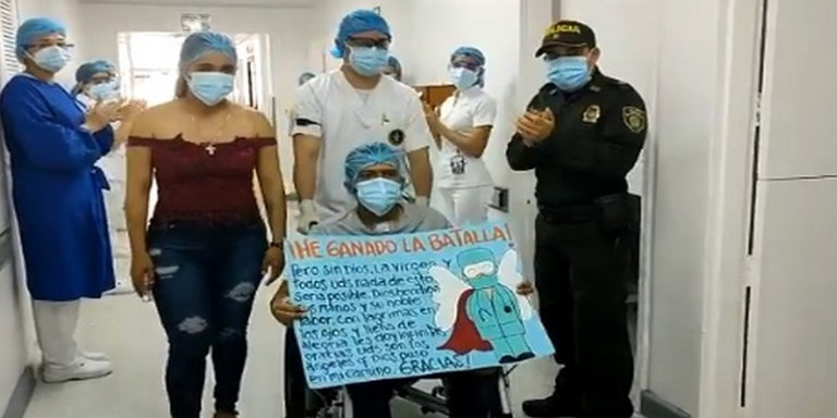 Patrullero de la Policía sale de UCI, estuvo dos meses intubado tras contagiarse de Covid