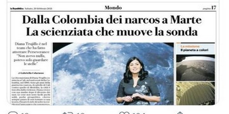 Diario italiano defiende denigrante titular sobre Diana Trujillo: “De la Colombia de narcos a Marte”