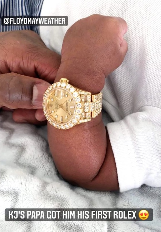 FOTO: ¿Muy extravagante? Mayweather le regaló a su nieto recién nacido lujoso reloj hasta con diamantes incrustados 2