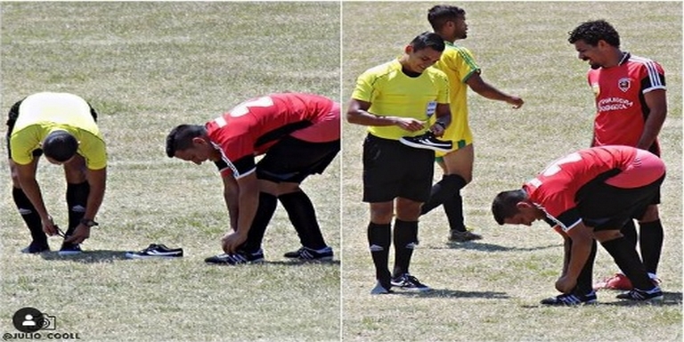 ¡Eso se llama empatía! Árbitro prestó sus guayos para que un futbolista pudiera jugar 1 árbitro