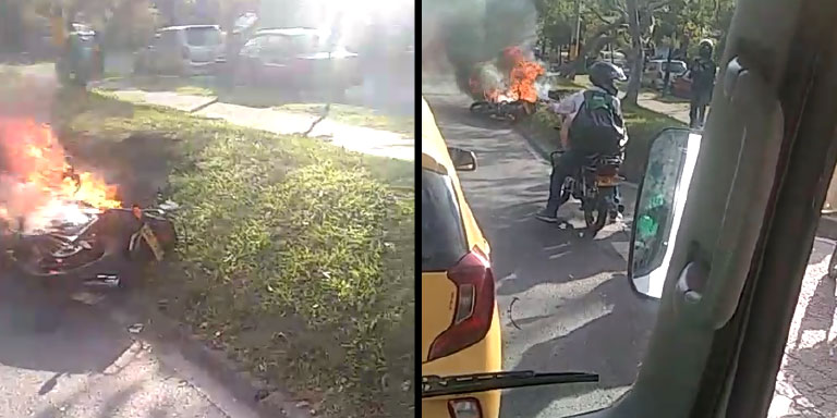 EN VIDEO: ¡Los bajaron de la moto y se las prendieron! Por La 65 la comunidad “atendió” a presuntos ladrones 1 ladrones