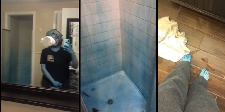 VIDEO. Quedó como personaje de “Avatar”, mujer se iba a teñir el pelo pero quedó con la piel azul