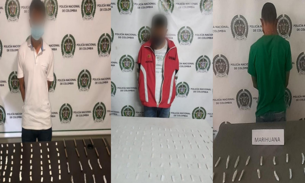 Estos tres se dejaron pillar en Aranjuez, Santa Cruz y Villa Guadalupe con bazuco y marihuana