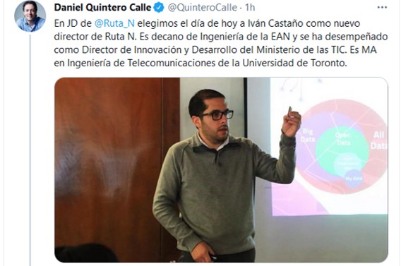 Iván Castaño, nuevo director de Ruta N 1 ruta n