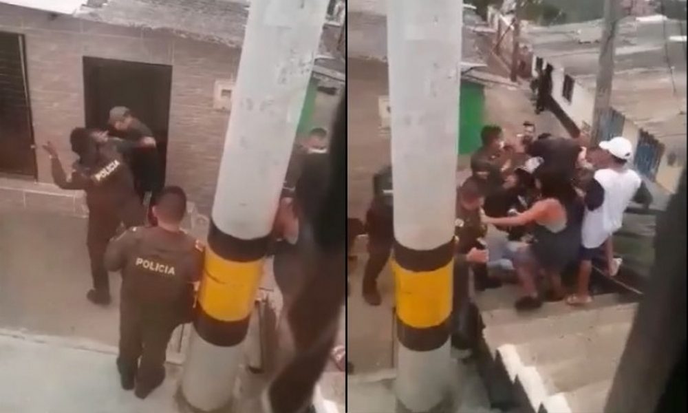 Comuna13-policías-ciudadanos-pelea