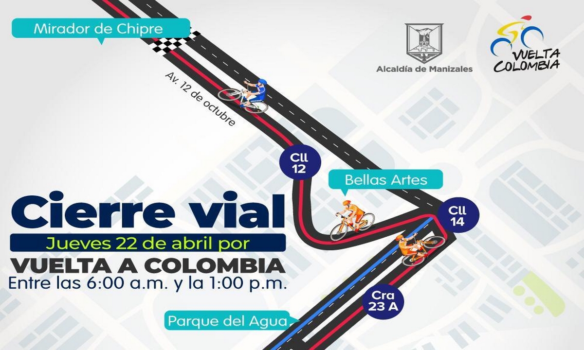 Esté atento: Manizales tendrá cierres viales por etapas 6 y 7 de la Vuelta a Colombia 1 Manizales