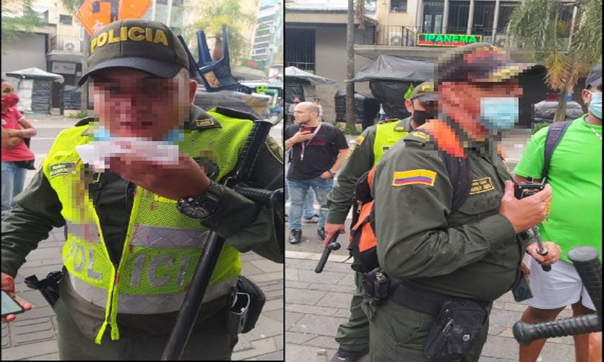 Policías de Medellín fueron agredidos en medio de las protestas del paro nacional 1 Medellín-policías-agredidos