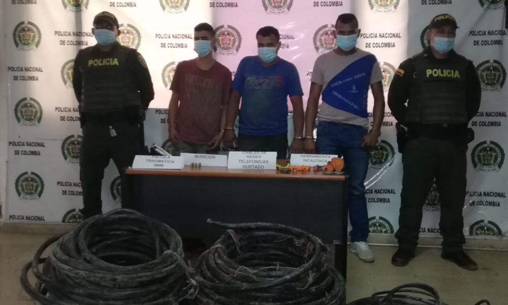 asegurados por robar cable Sopetrán