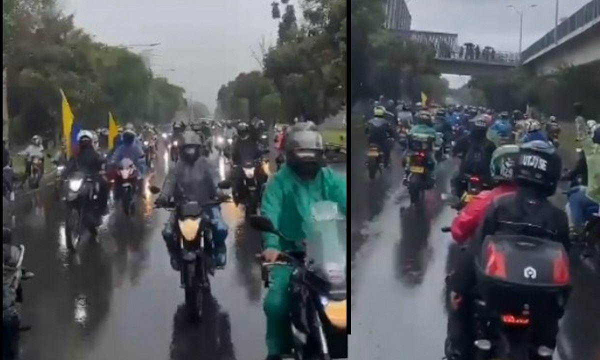 VIDEO. En pleno aguacero, moteros en Medellín se unieron a las manifestaciones 1 moteros manifestaciones paro