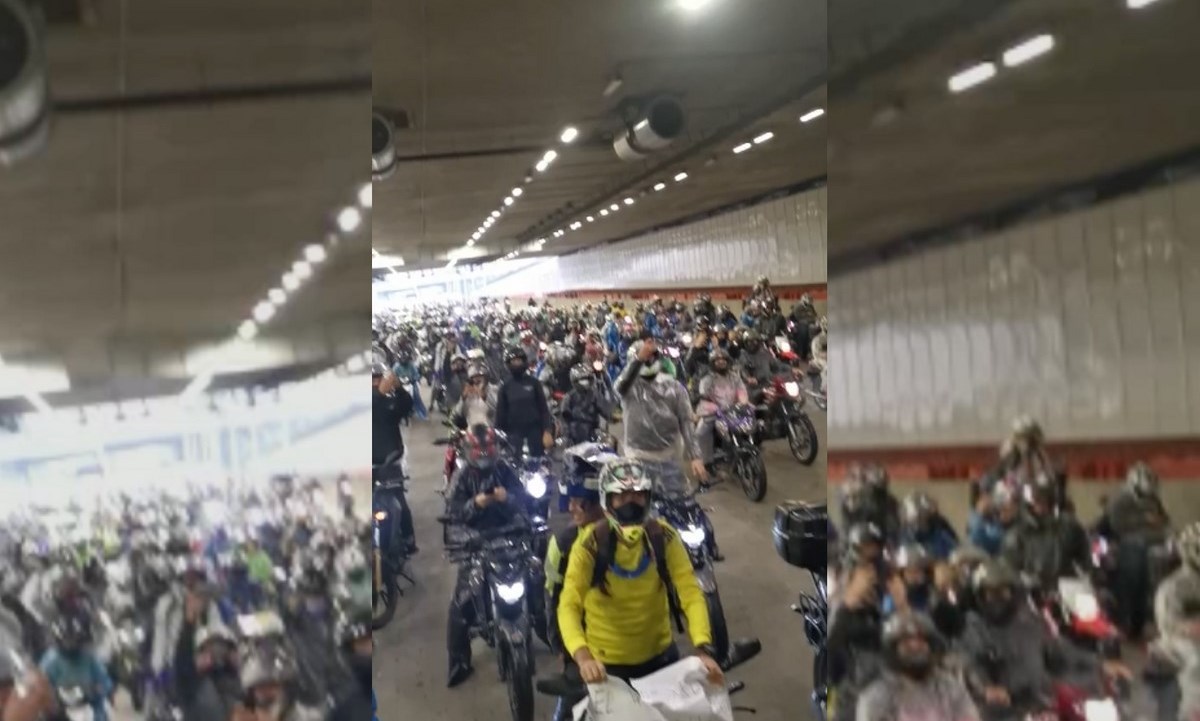 VIDEO. "Por ahí 1000 motos" se tomaron el soterrado de Parques del Río, ¡ojo está cerrado! 1 motos soterrado paro nacional 28 abril