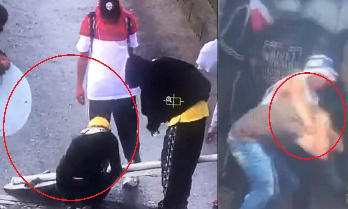 VIDEO. Protestas en Manizales: Dañan la señalética y barristas golpearon a un hombre 1 Dañan la señalética y golpearon a un hombre en Manizales