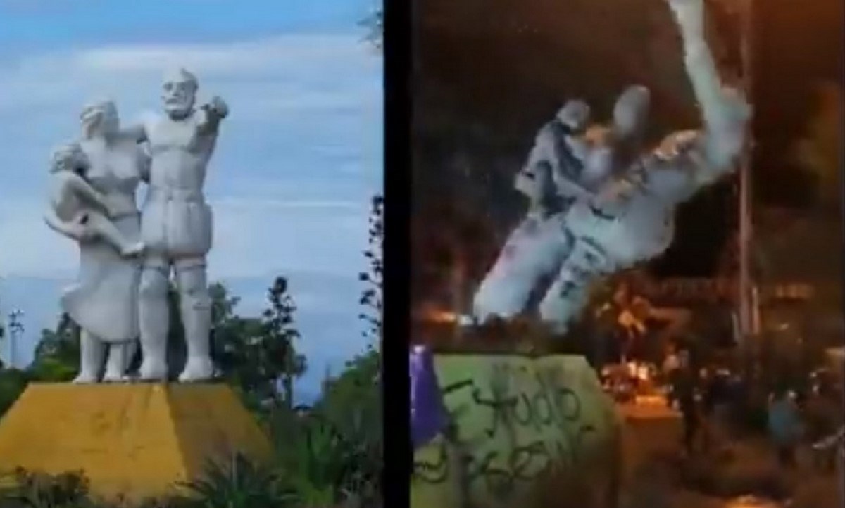 VIDEOS. Derribaron monumento a la Raza en Neiva 1 monumento raza neiva