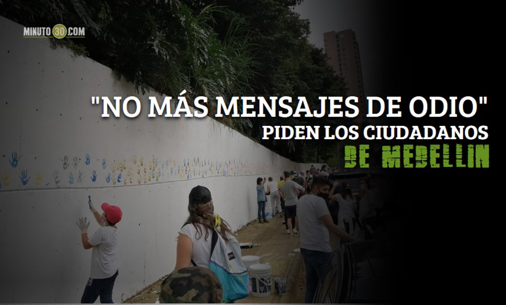 FOTOS Y VIDEO: En Medellín, ciudadanos se unieron y borraron los mensajes "de odio" pintados por manifestantes 1 murales medellin