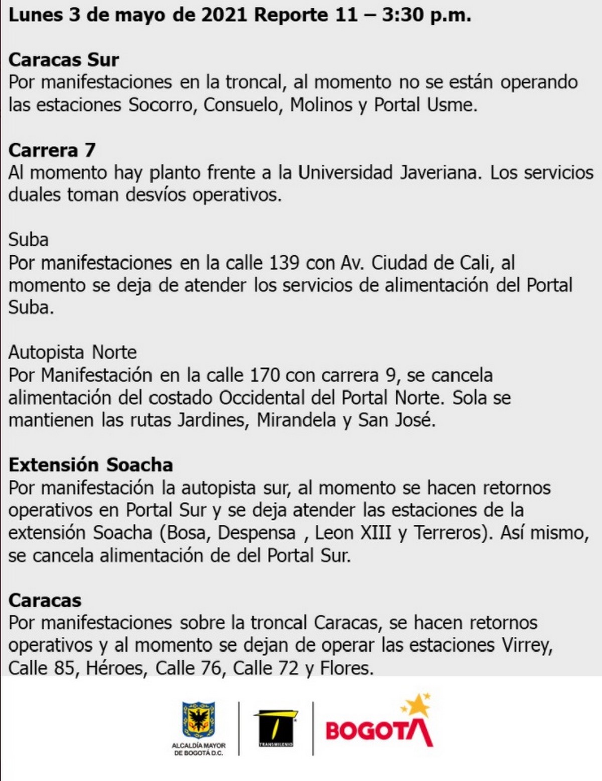 Transmilenio: estaciones que no funcionan tras Paro Nacional en Bogotá 4 trasnmilenio