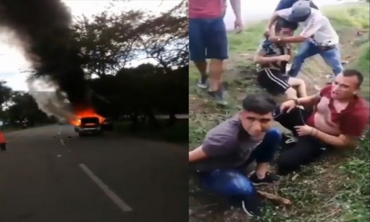 VIDEO: En la vía Cali-Palmira jóvenes retuvieron a integrantes de la Policía Nacional 1 vía Cali-Palmira-policías-retenidos