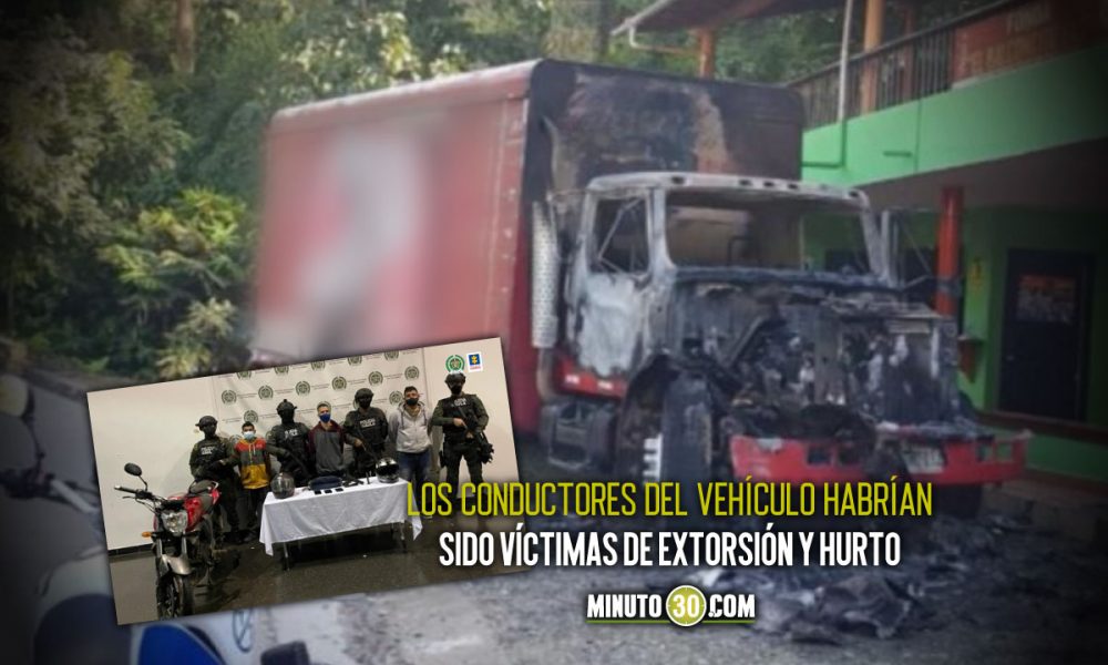 A la cárcel tres hombres investigados por incinerar un camión repartidor de gaseosas en Barbosa