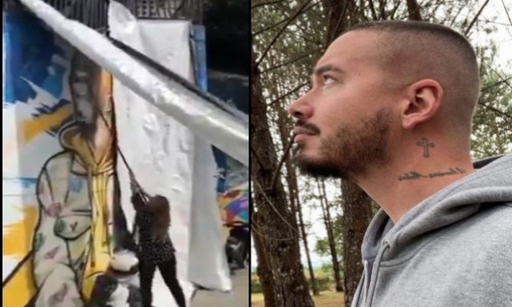 VIDEO: En la Comuna 13 de Medellín borraron el mural de J Balvin