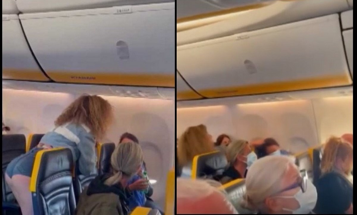 Mujer se enfrentó con los pasajeros de un vuelo tras negarse a utilizar bien el tapabocas 1 mujer tapabocas vuelo