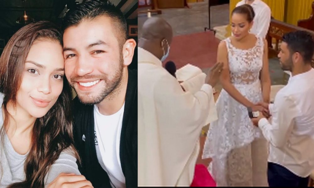 Hermosa lució la exreina Andrea Tovar esta tarde en su matrimonio