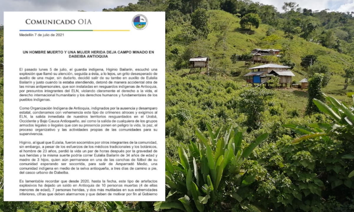¡Qué triste! Joven indígena perdió la vida al pisar una mina en Dabeiba ¡Qué triste! Joven indígena perdió la vida al pisar una mina en Dabeiba