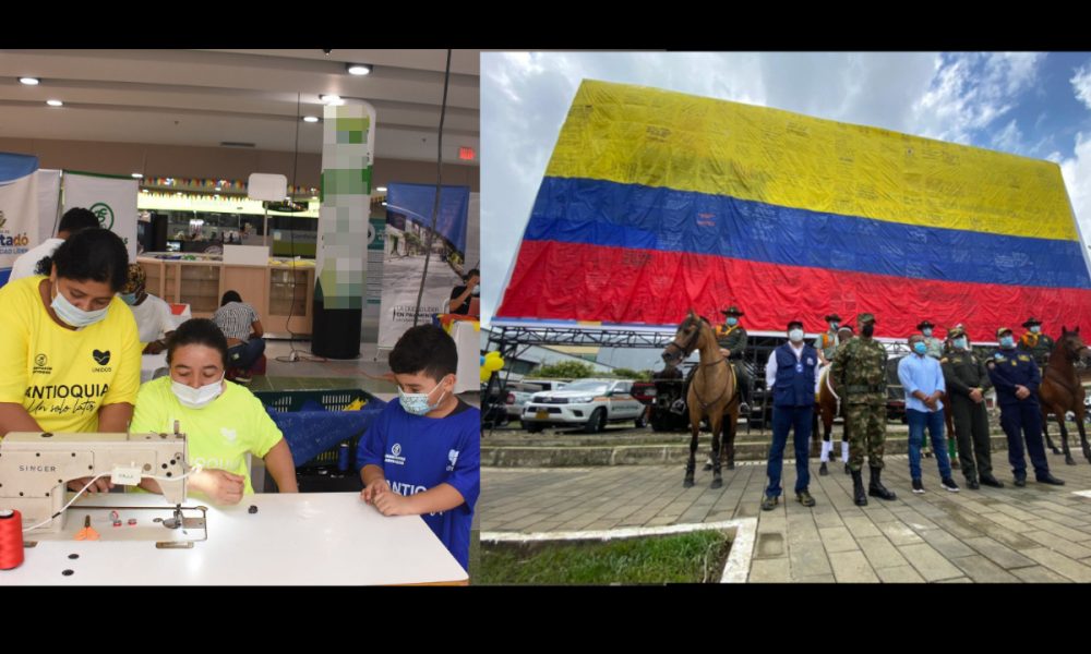 Una familia en Urabá cosió esta bandera gigante en honor a los deportistas que nos representaran en los Juegos Olímpicos