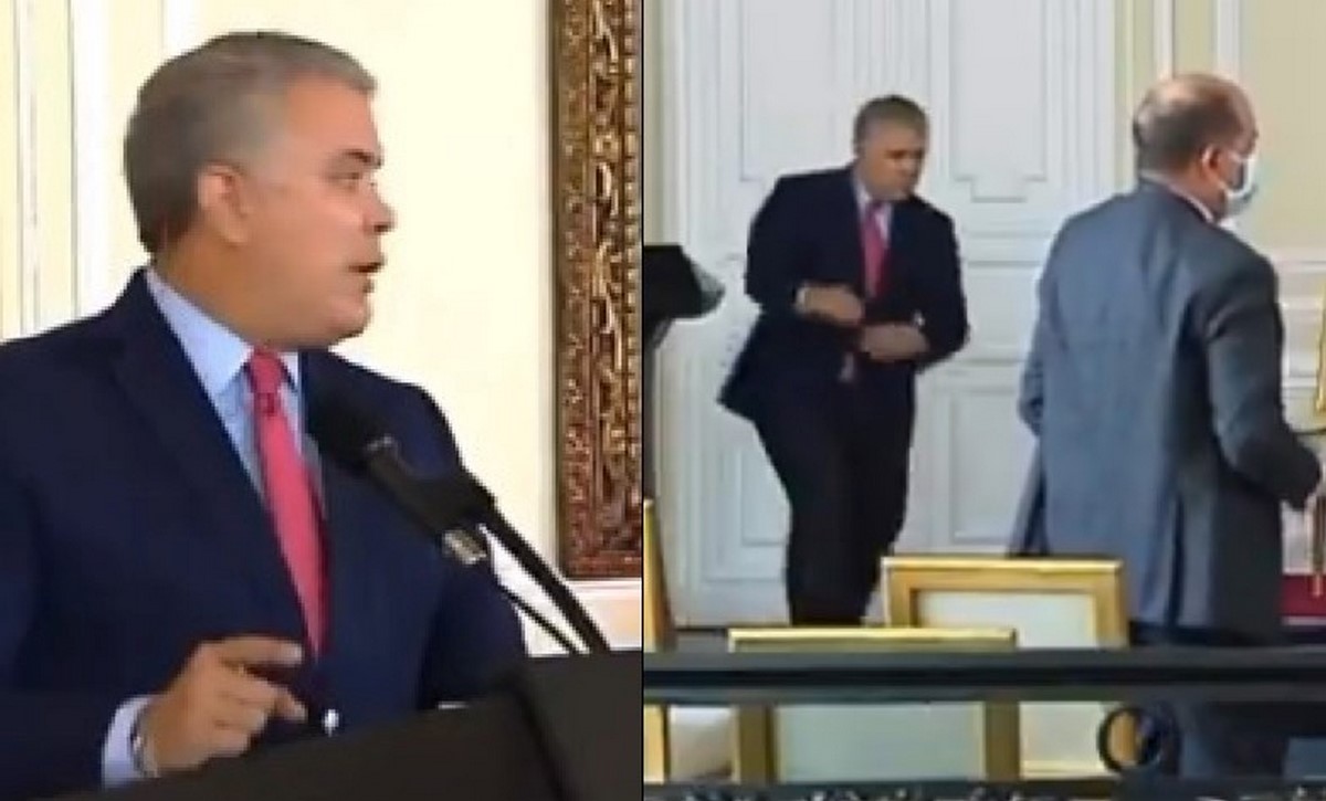 VIDEO: En pleno en vivo Duque paró una alocución y le 'tocó' correr, ¿por qué? 1 El susto de Duque en la Casa de Nariño durante alocución