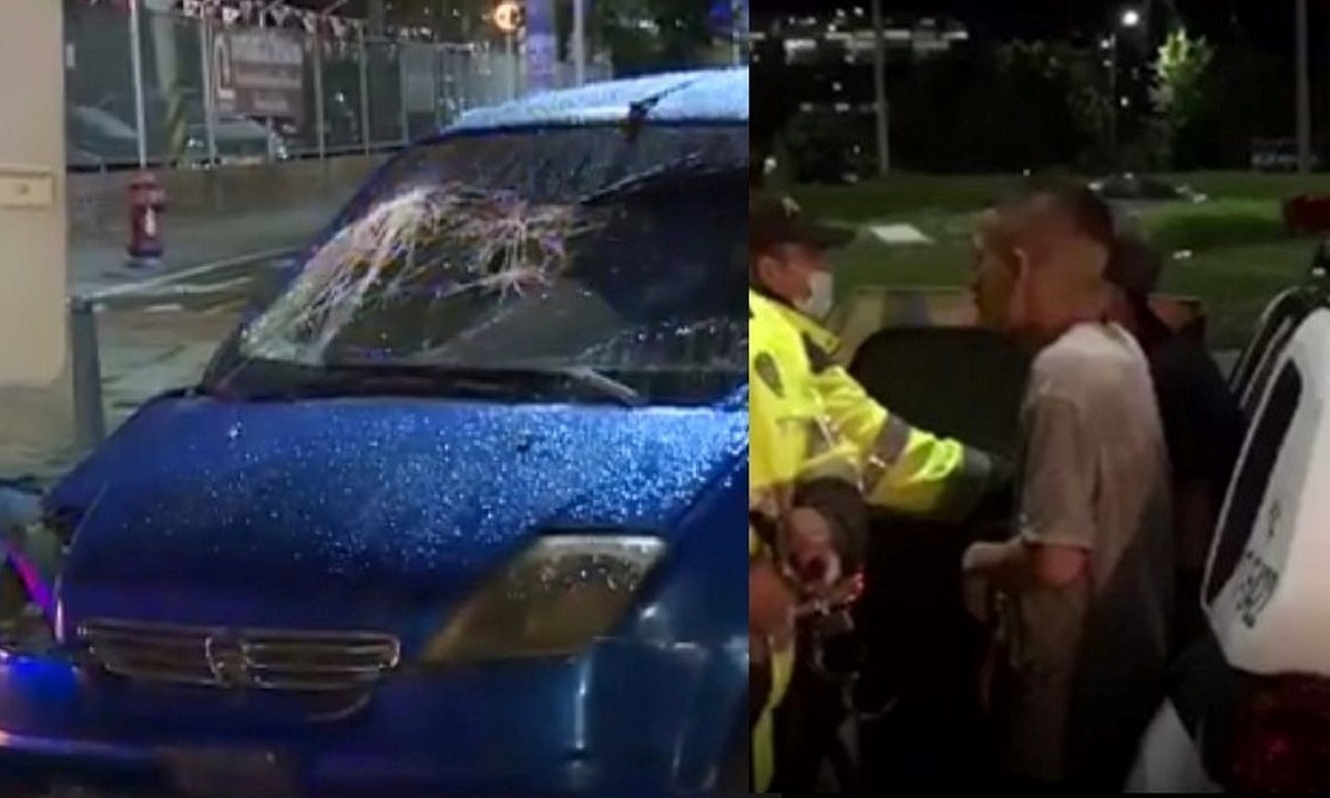Robaron un carro y terminaron estrellados en un separador Robaron un carro y terminaron estrellados en un separador