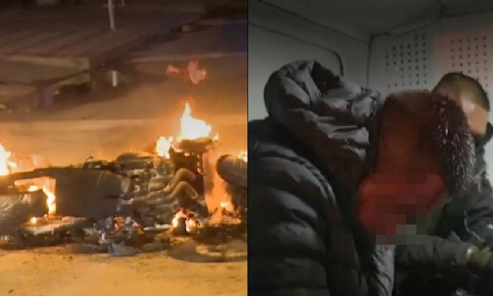 A ladrones en Bogotá los golpearon y les quemaron la moto