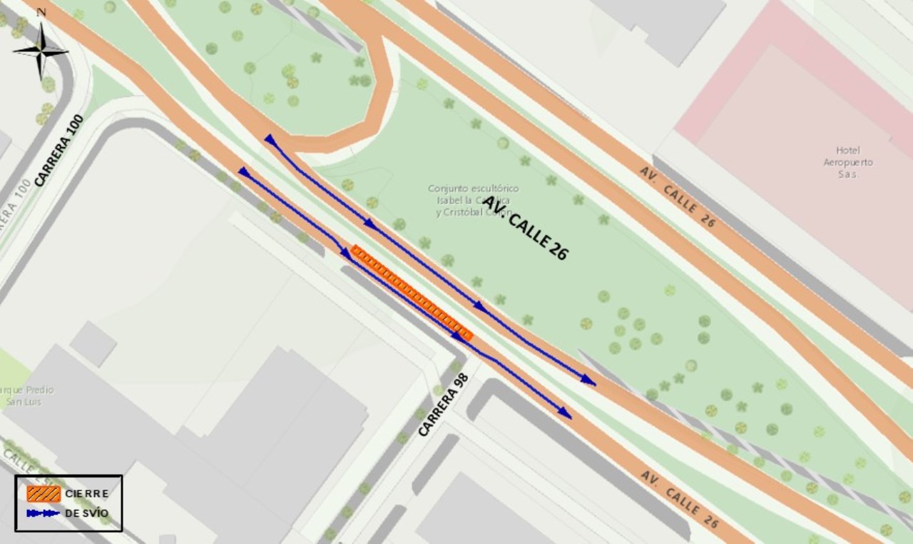 ¡Téngalo en cuenta! Del 17 al 21 de agosto habrá cierre del carril lento de la calle 26 en Bogotá 1 carril lento calle 26