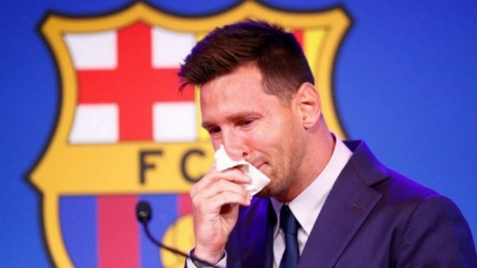 messi llorando barcelona pañuelo