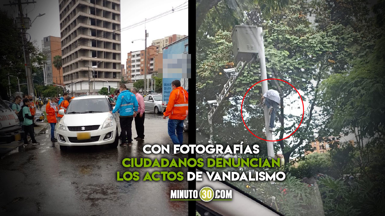 [Video] Protestas en Medellín: denuncian ataques a un carro particular y daños a una cámara LPR