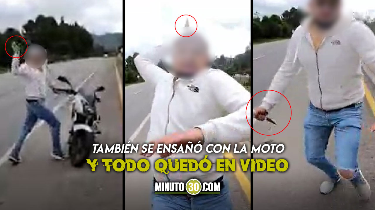 Le sacó cuchillo a motociclista en plena carretera