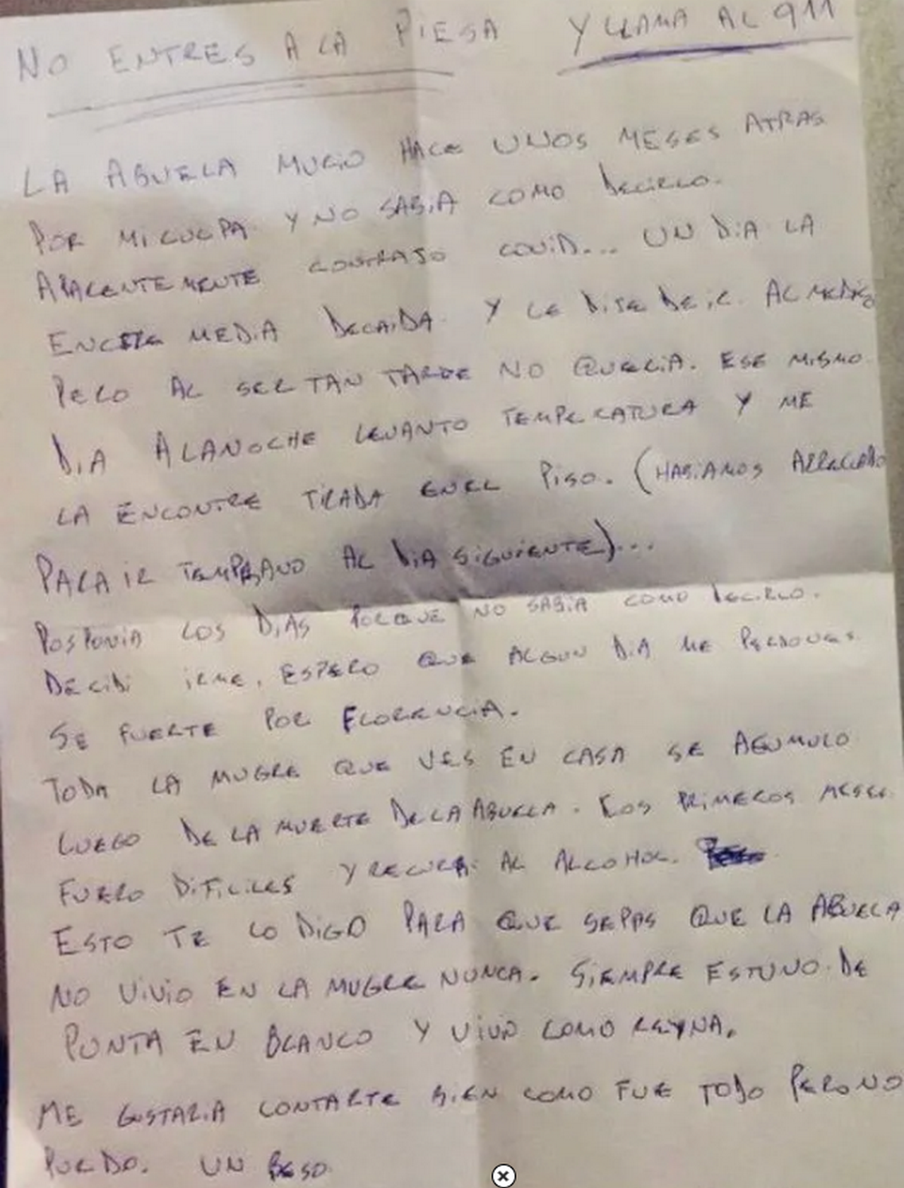 ¡Increíble! Vivió 6 meses con su abuela muerta para cobrar la pensión, y dejó brutal carta cuando lo pillaron 1 carta abuela argentina