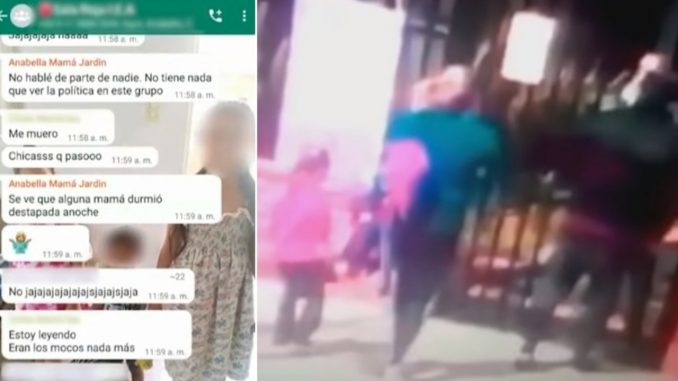 Discusión de mamás por chat terminó en puños a las afuera del colegio de sus hijos Discusión de mamás por chat terminó en puños a las afuera del colegio de sus hijos