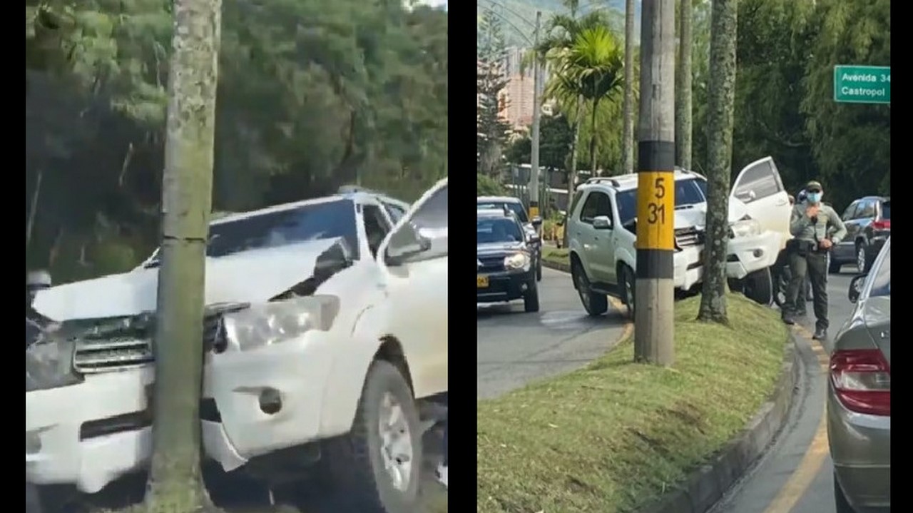 Camioneta se chocó contra un árbol en plena Av. Las Palmas