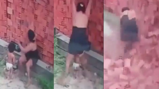 Muro le cayó encima a una madre y su pequeño hijo Muro le cayó encima a una madre y su pequeño hijo