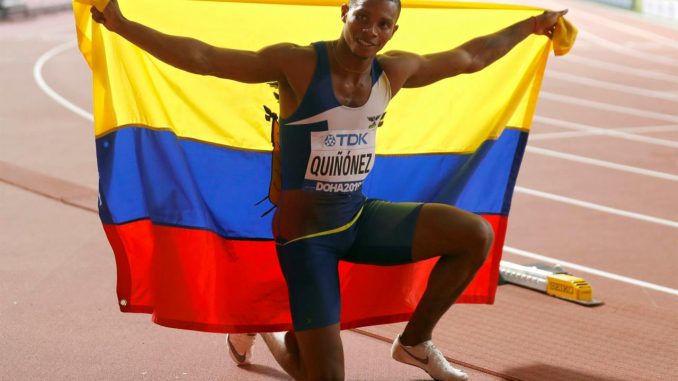 Imagen de archivo del atleta ecuatoriano Alex Quiñónez, finalista en los 200 metros en los Juegos Olímpicos de Londres 2012. EFE/Lavandeira jr Alex Quiñónez