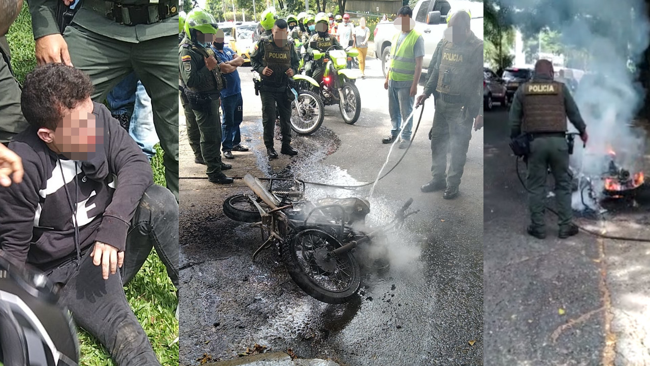 En la 4 sur les dieron 'paloterapia' a un presunto ladrón y hasta le quemaron la moto