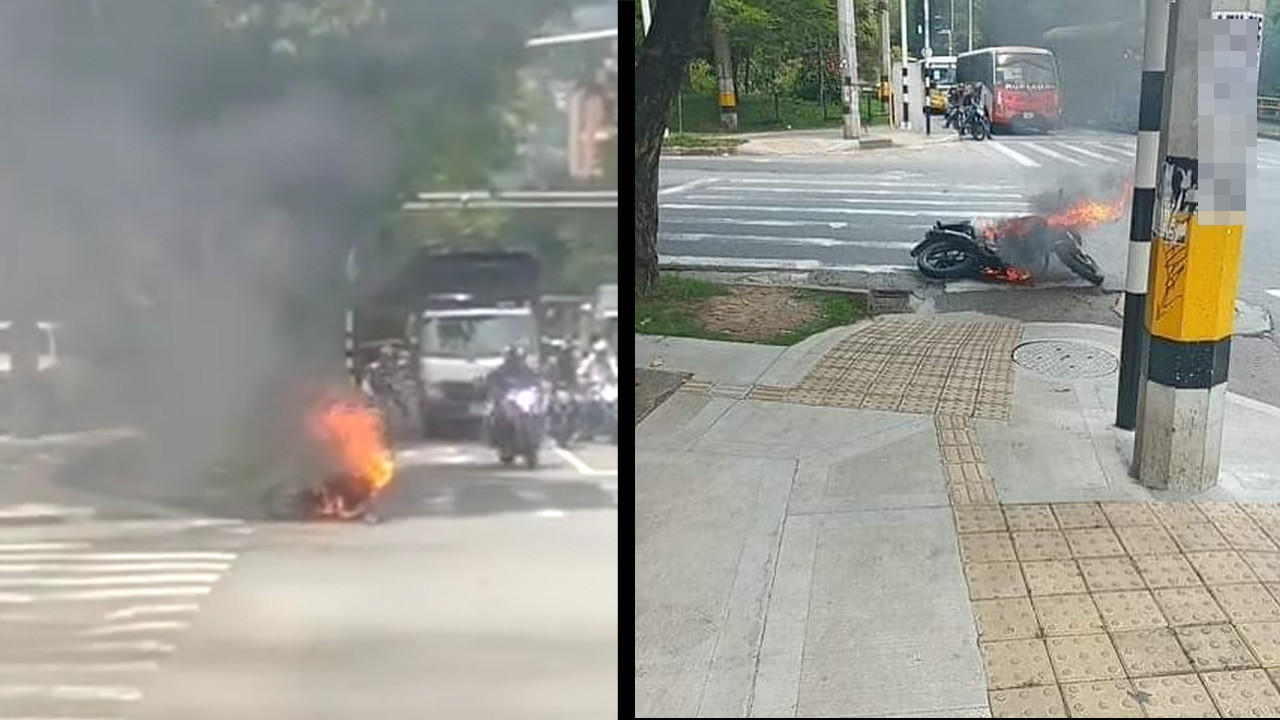 [Video] Le quemaron la moto a presuntos ladrones en La Iguaná