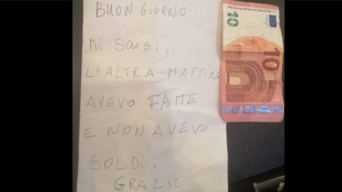 Ladrón que robó en una panadería volvió, dejó un billete y una nota: "Perdón, tenía hambre y no tenía dinero" Ladrón que robó en una panadería volvió, dejó un billete y una nota: "Perdón, tenía hambre y no tenía dinero"